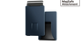 Blue phone case with MagSafe attachment on a white background