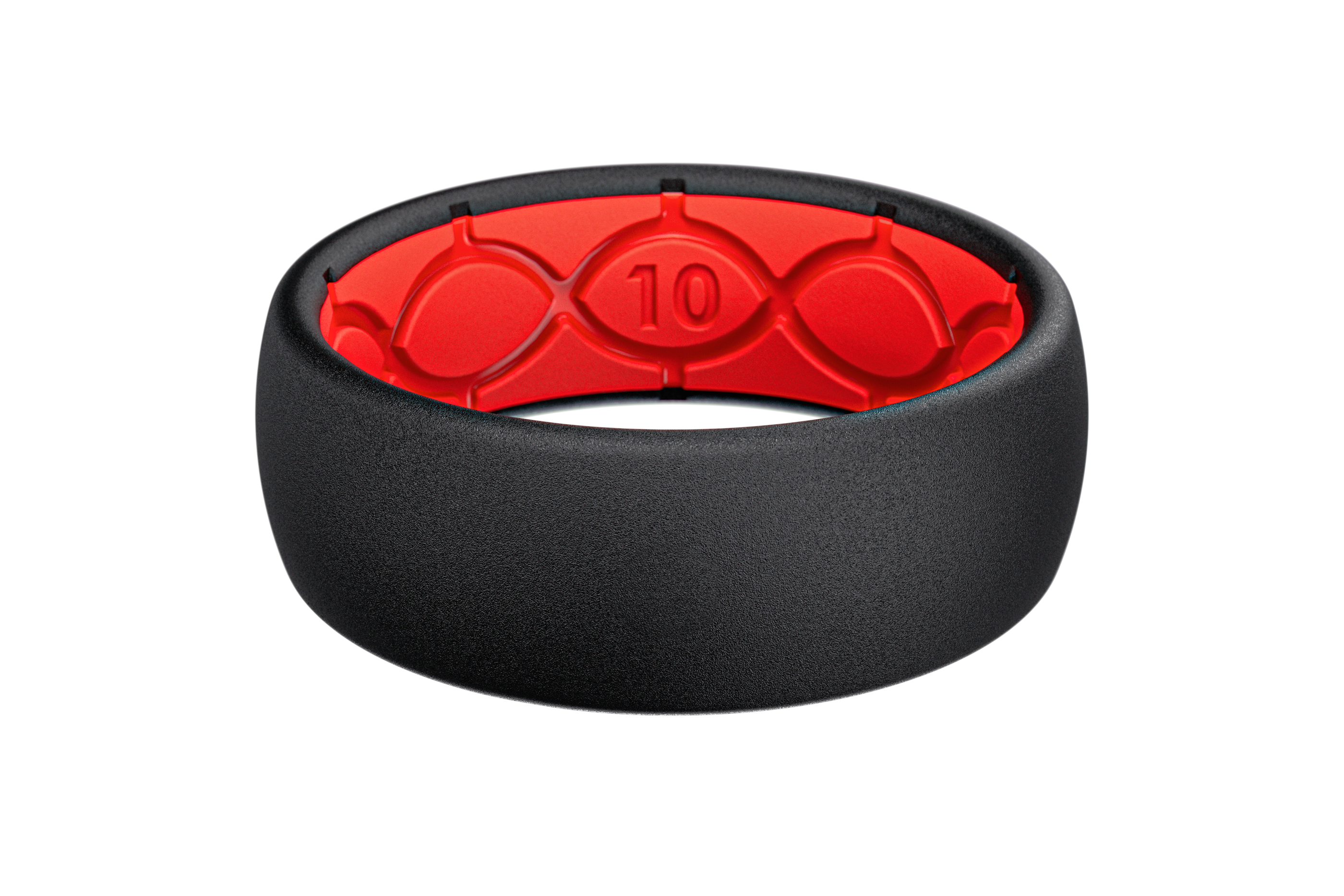 Solid Midnight Black & Raspberry Red Ring