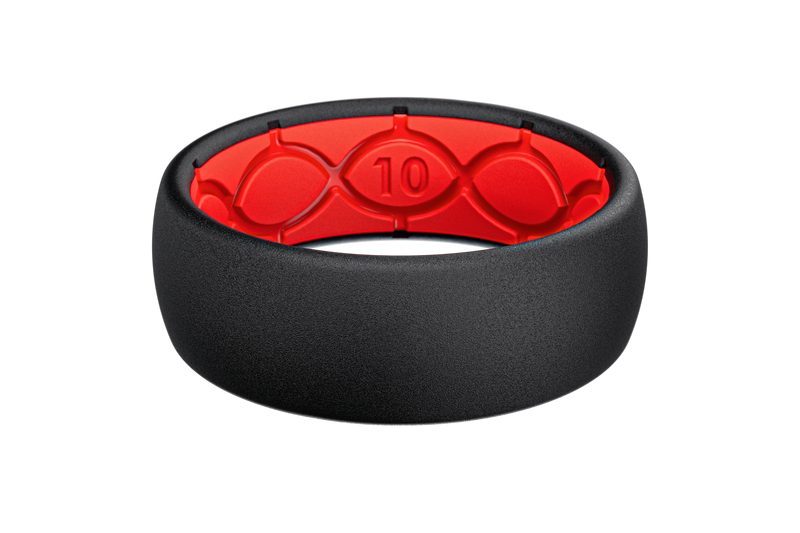 Solid Midnight Black & Raspberry Red Ring