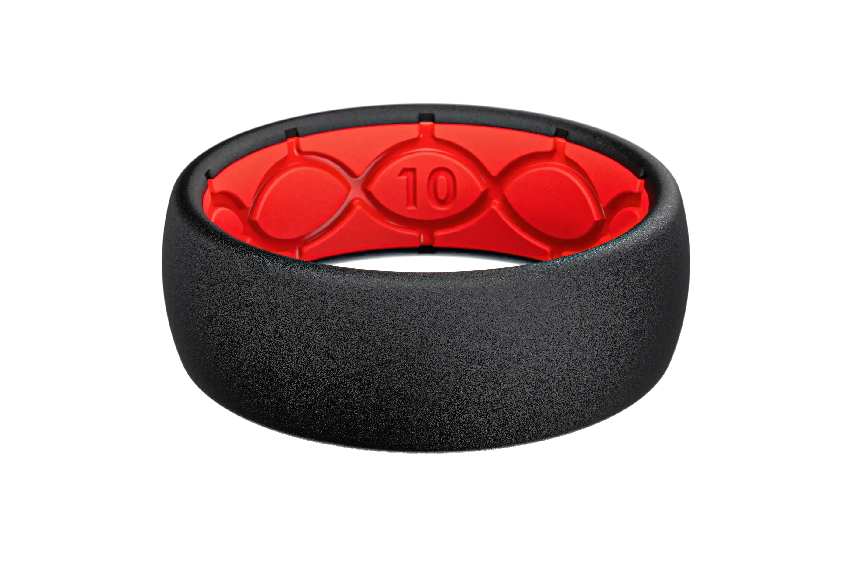 Solid Midnight Black & Raspberry Red Ring