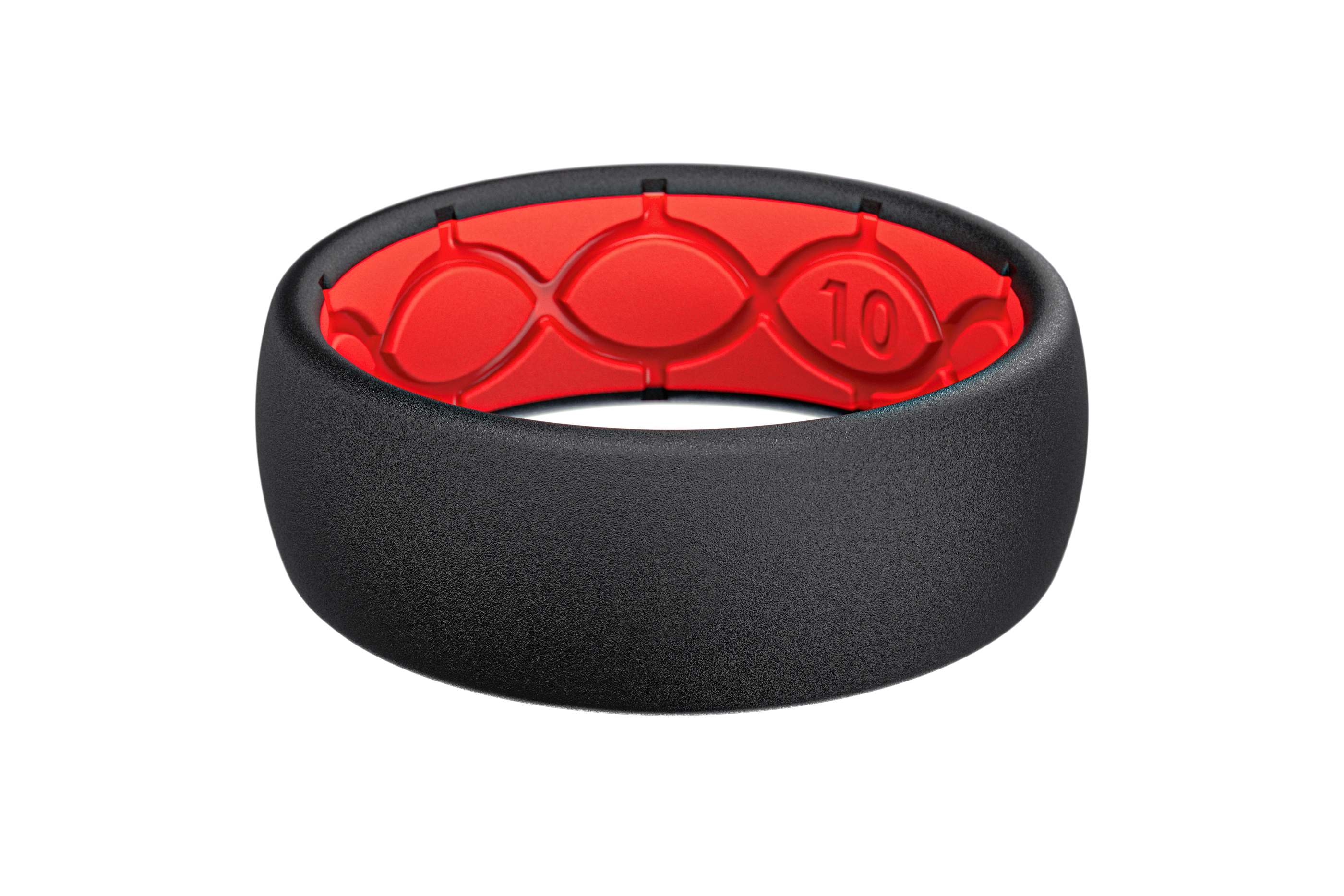 Solid Midnight Black & Raspberry Red Ring