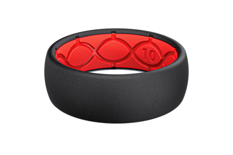 Solid Midnight Black & Raspberry Red Ring