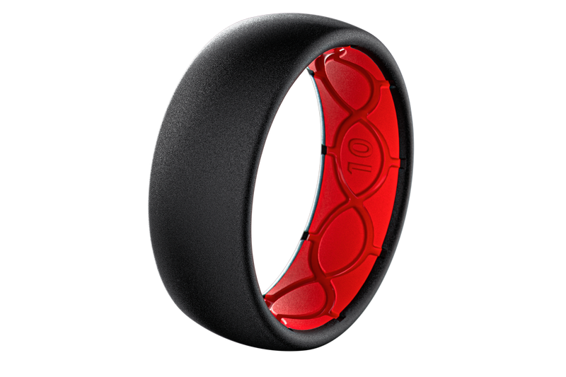 Solid Midnight Black & Raspberry Red Ring