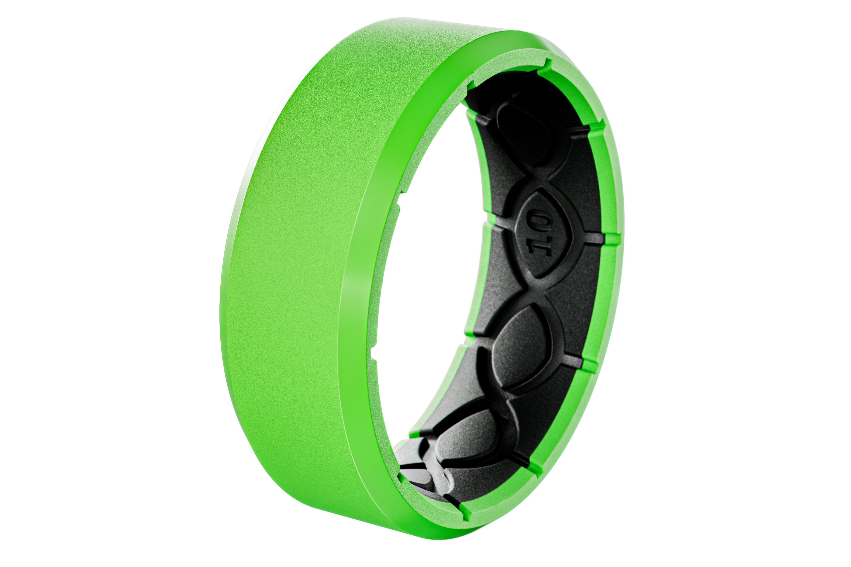 Green and black ring on a white background