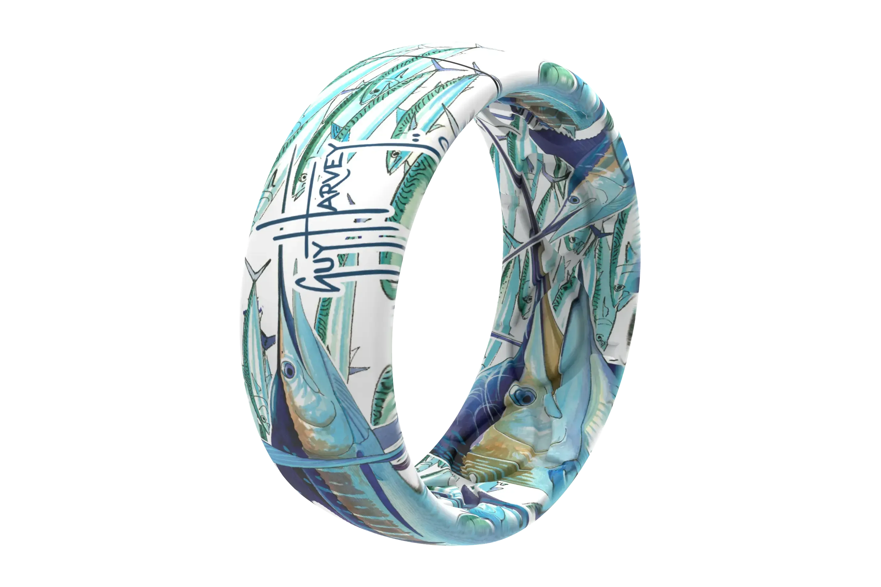 Guy Harvey Slammed Groove Ring® viewed on its side