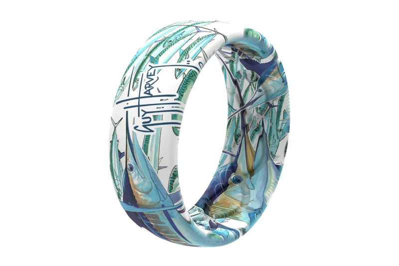 Guy Harvey Slammed Groove Ring® viewed on its side