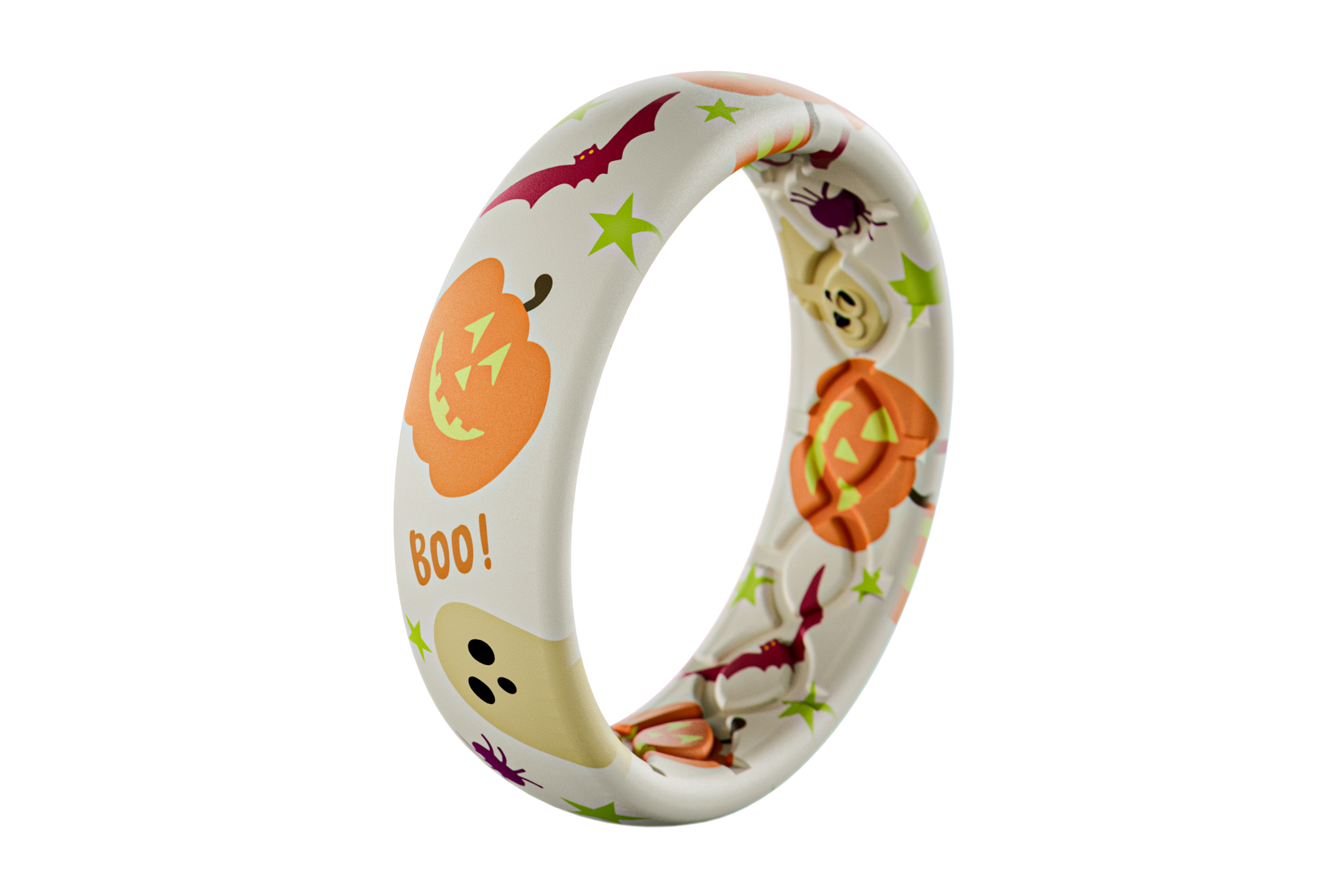 Silicone ring with Halloween-themed design on a white background