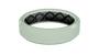Ring with black interior design on a light green band against a white background