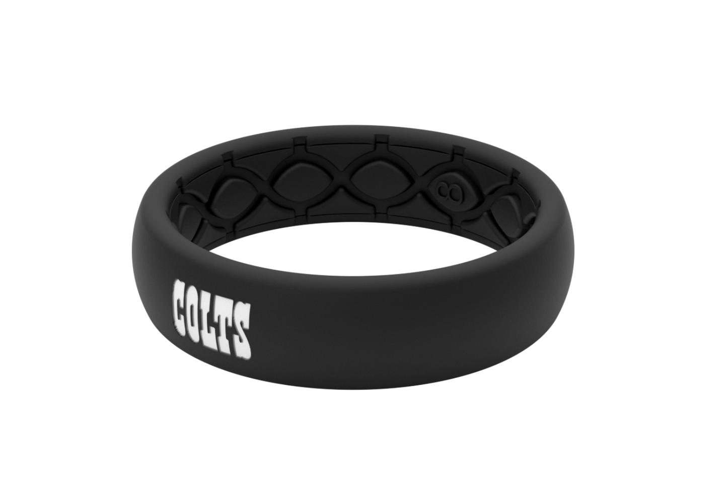 Original NFL Indianapolis Colts Black - Groove Life Silicone Wedding Rings view on the front from the side
