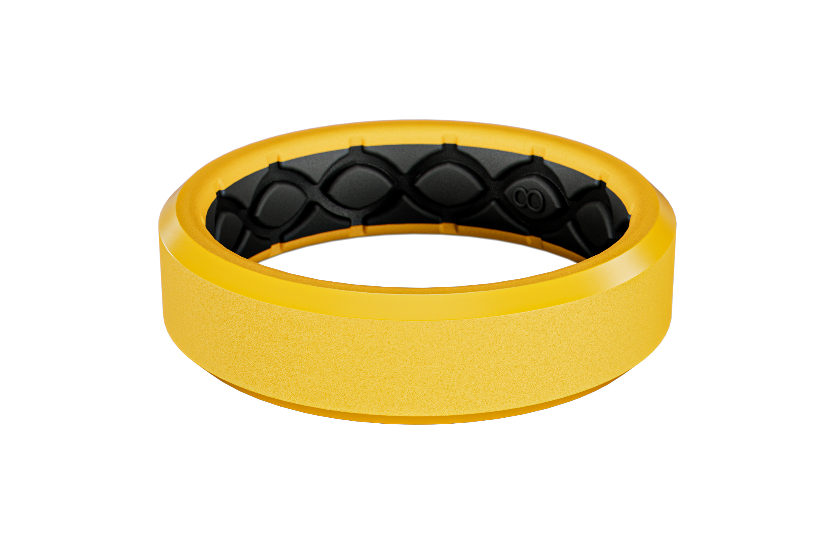 Yellow ring with black interior on a white background