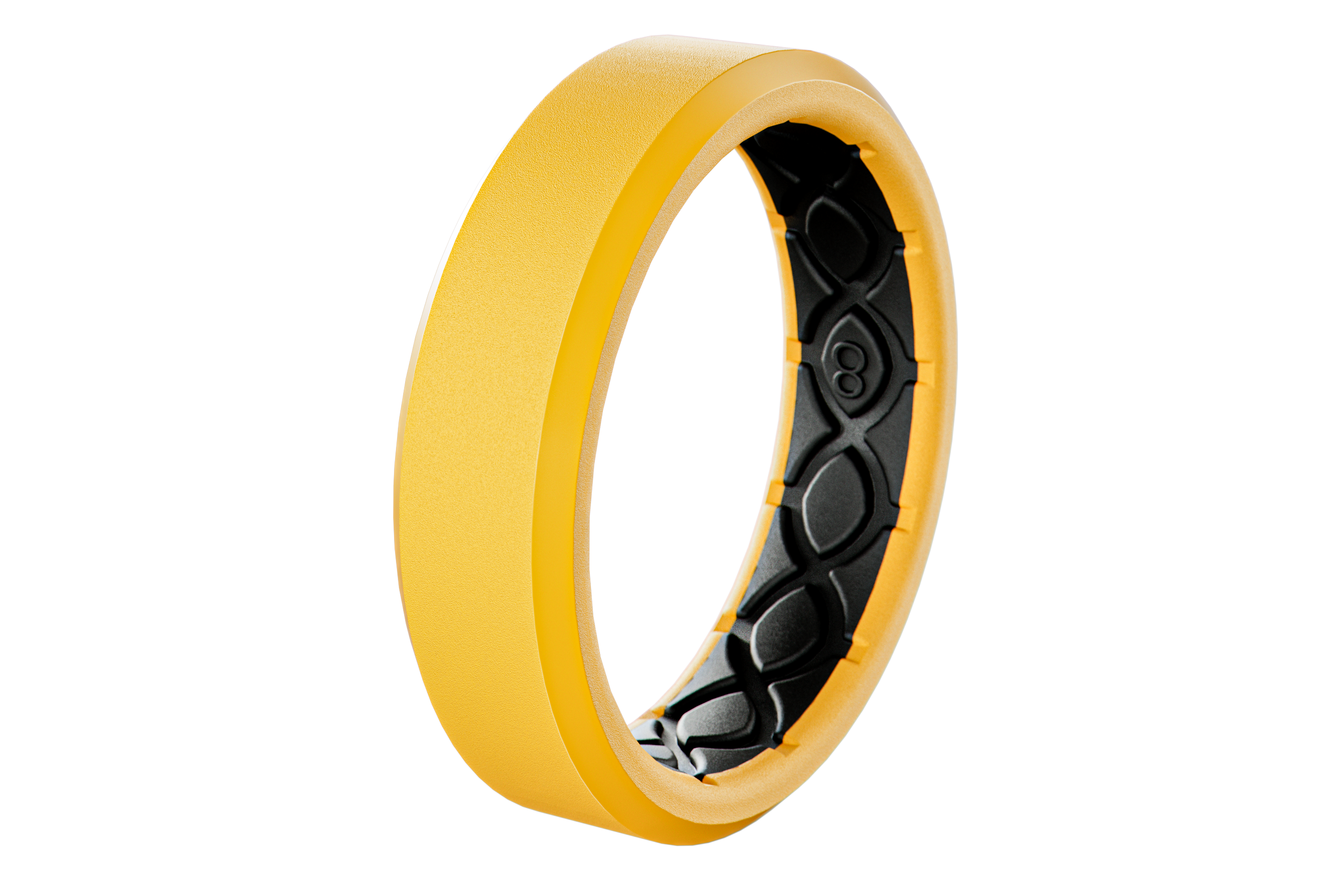 Yellow ring with black interior on a white background