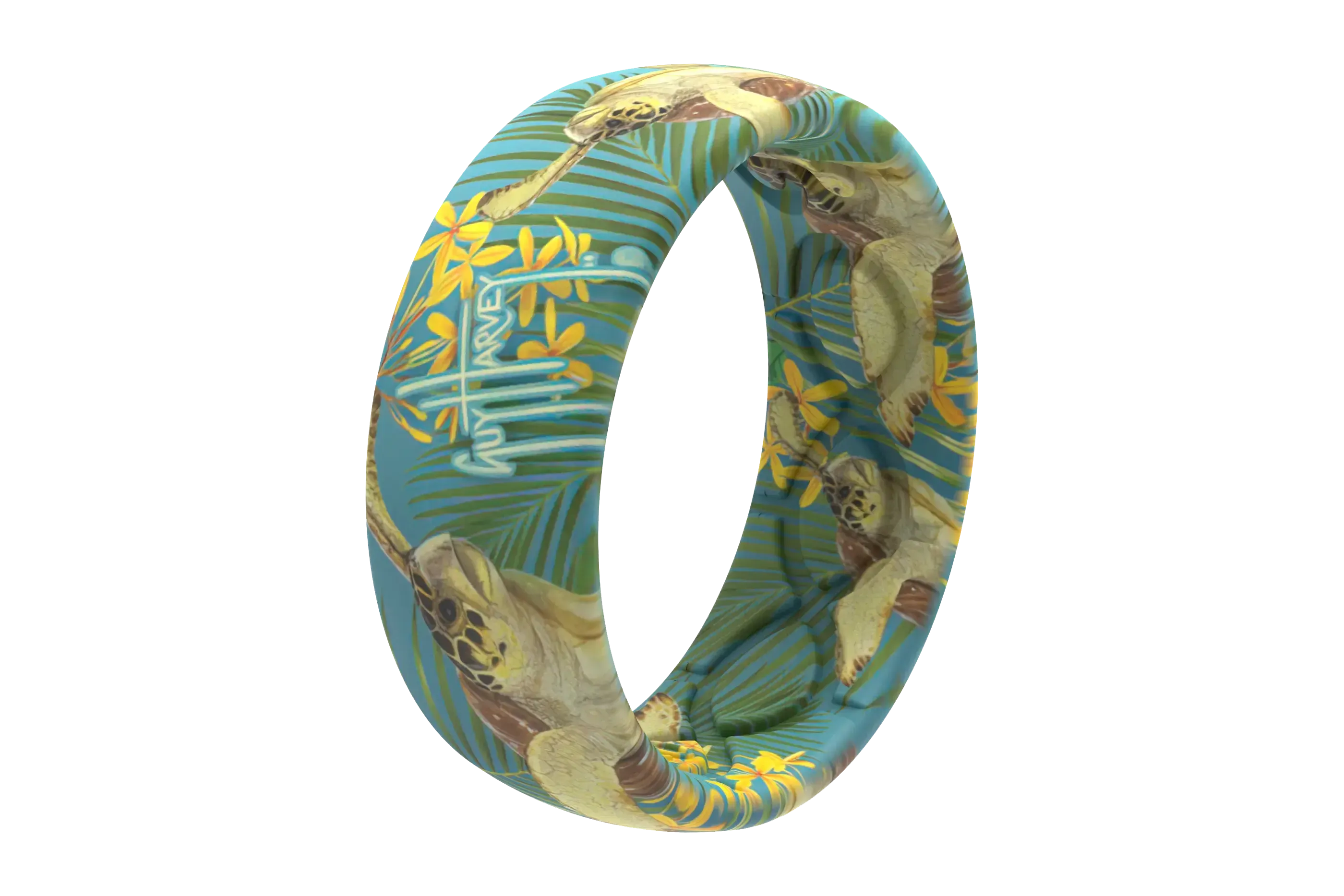 Guy Harvey Turtle Ring viewed on its side