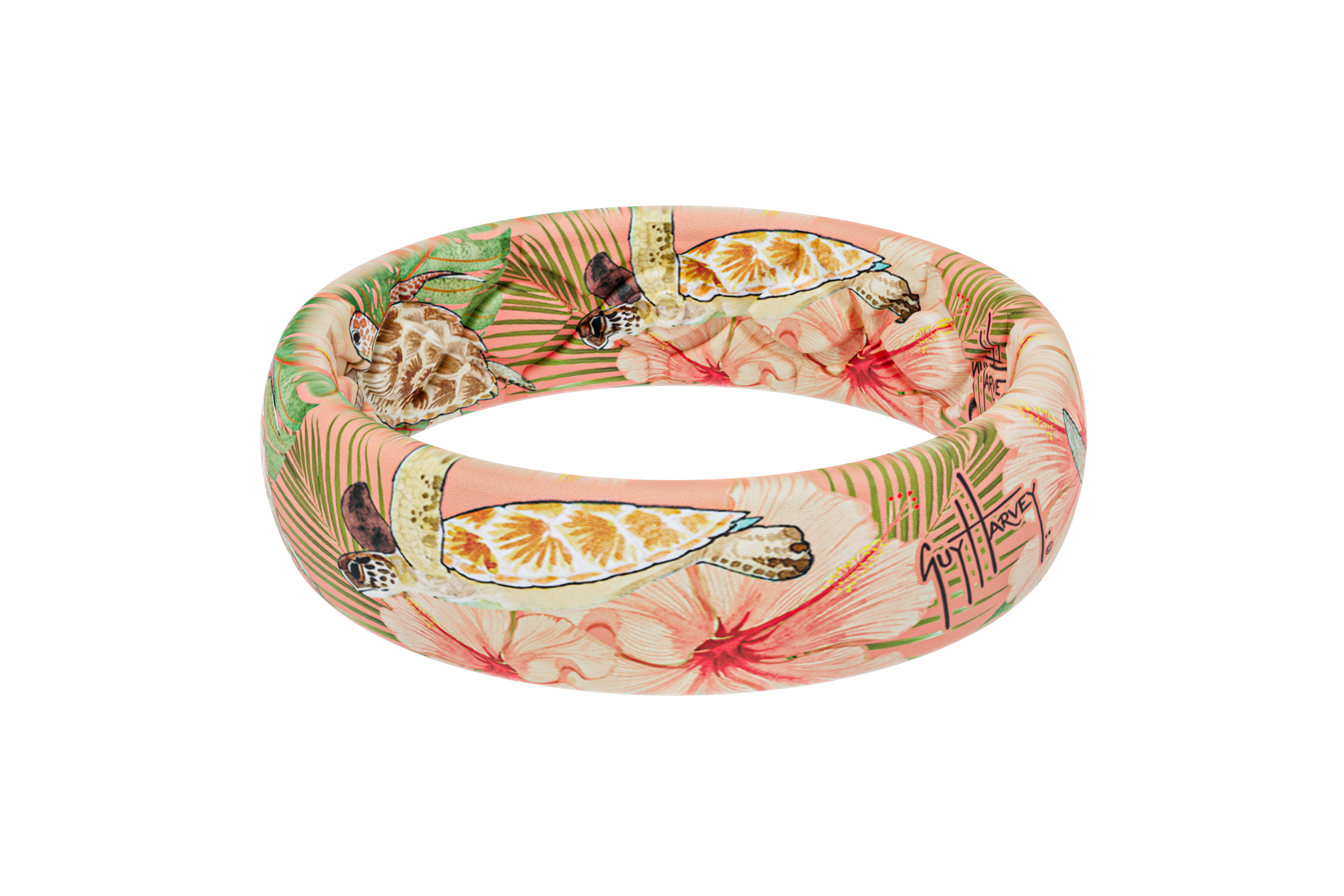 Guy Harvey Floral Turtles Thin Ring