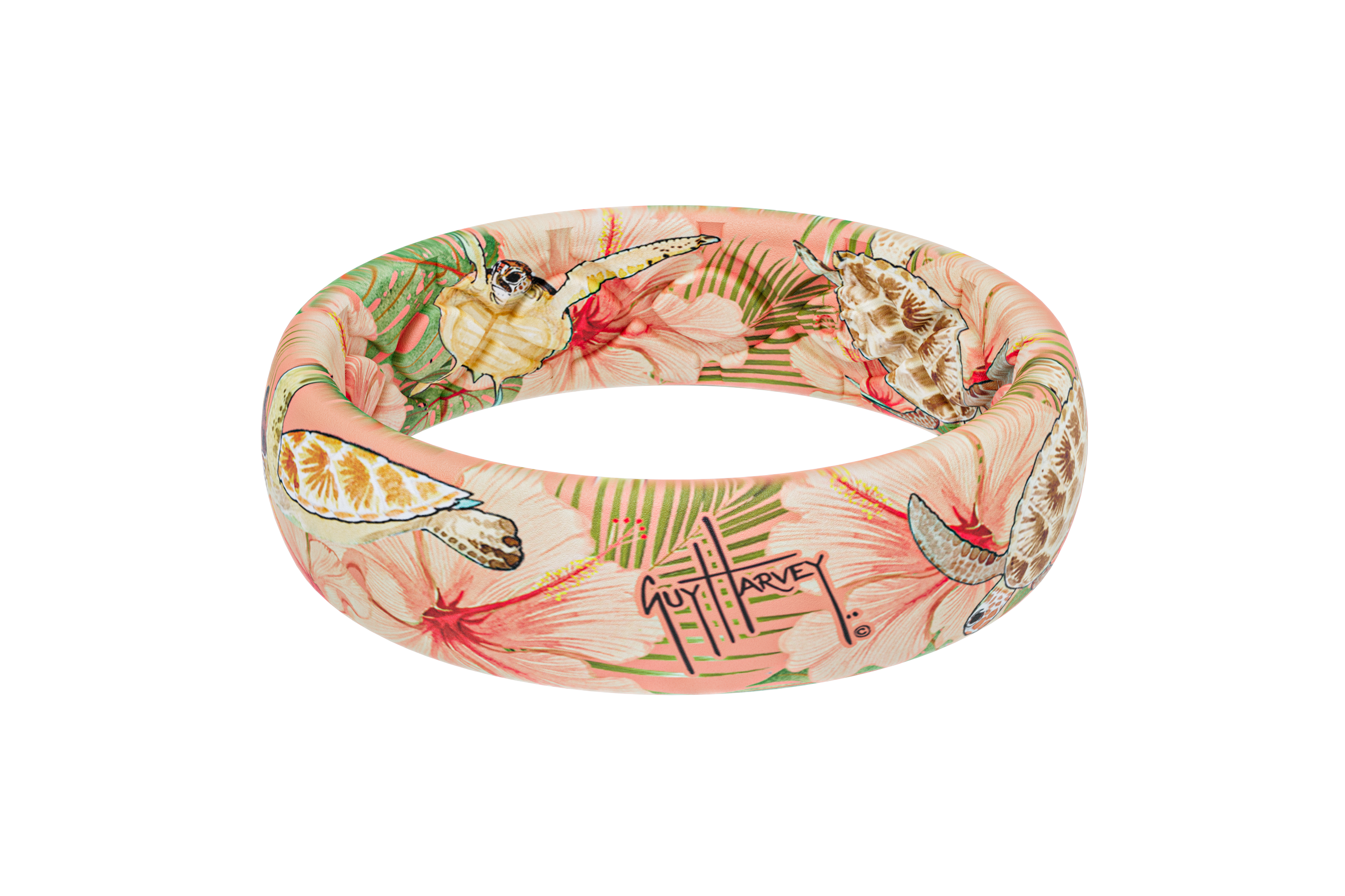 Guy Harvey Floral Turtles Thin Ring