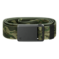 Camouflage belt with a black buckle on a white background