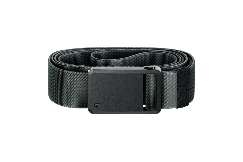 Groove Belt Ultra in Coal Dust with a black buckle on a white background