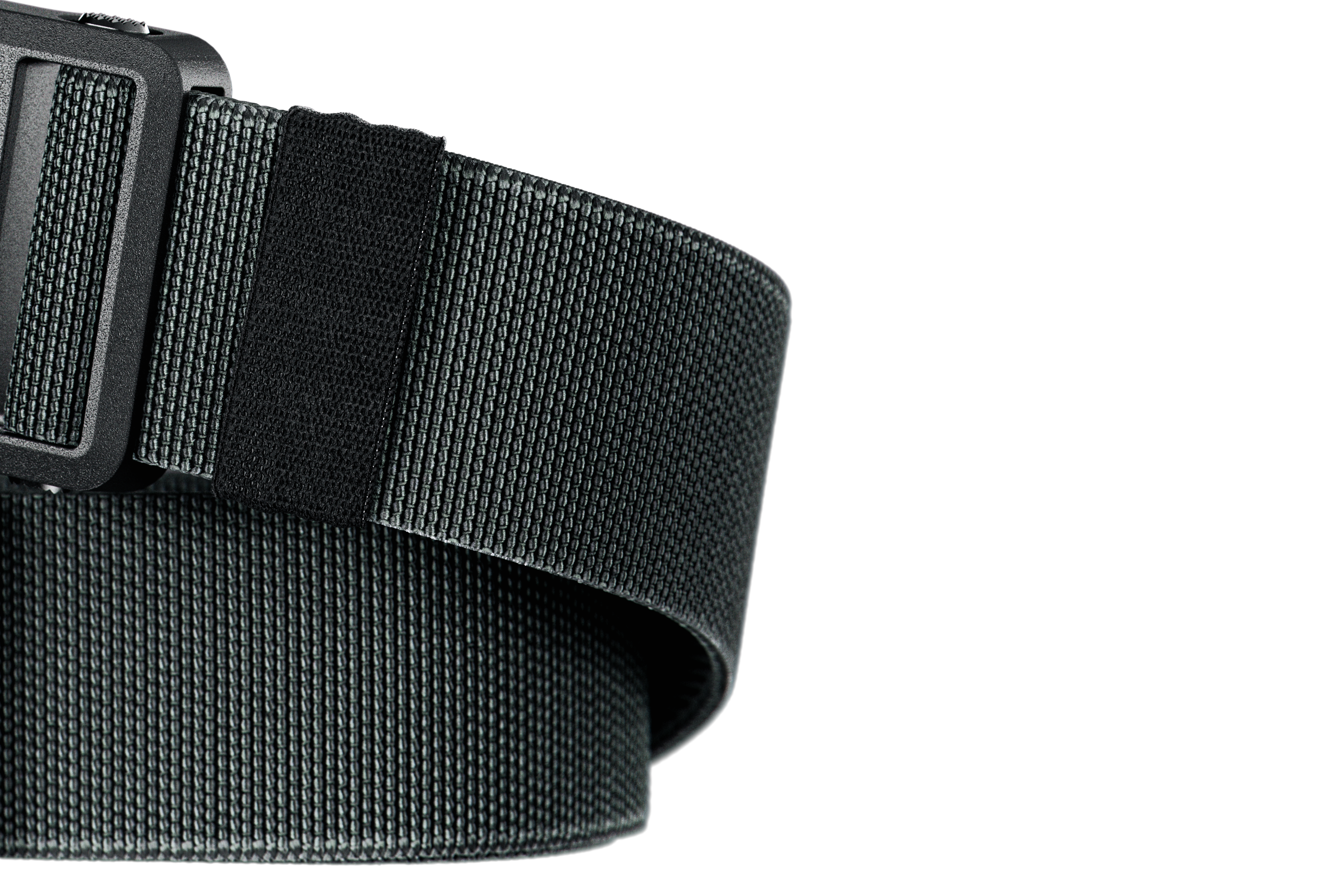 Groove Belt Ultra in Coal Dust with a black buckle on a white background