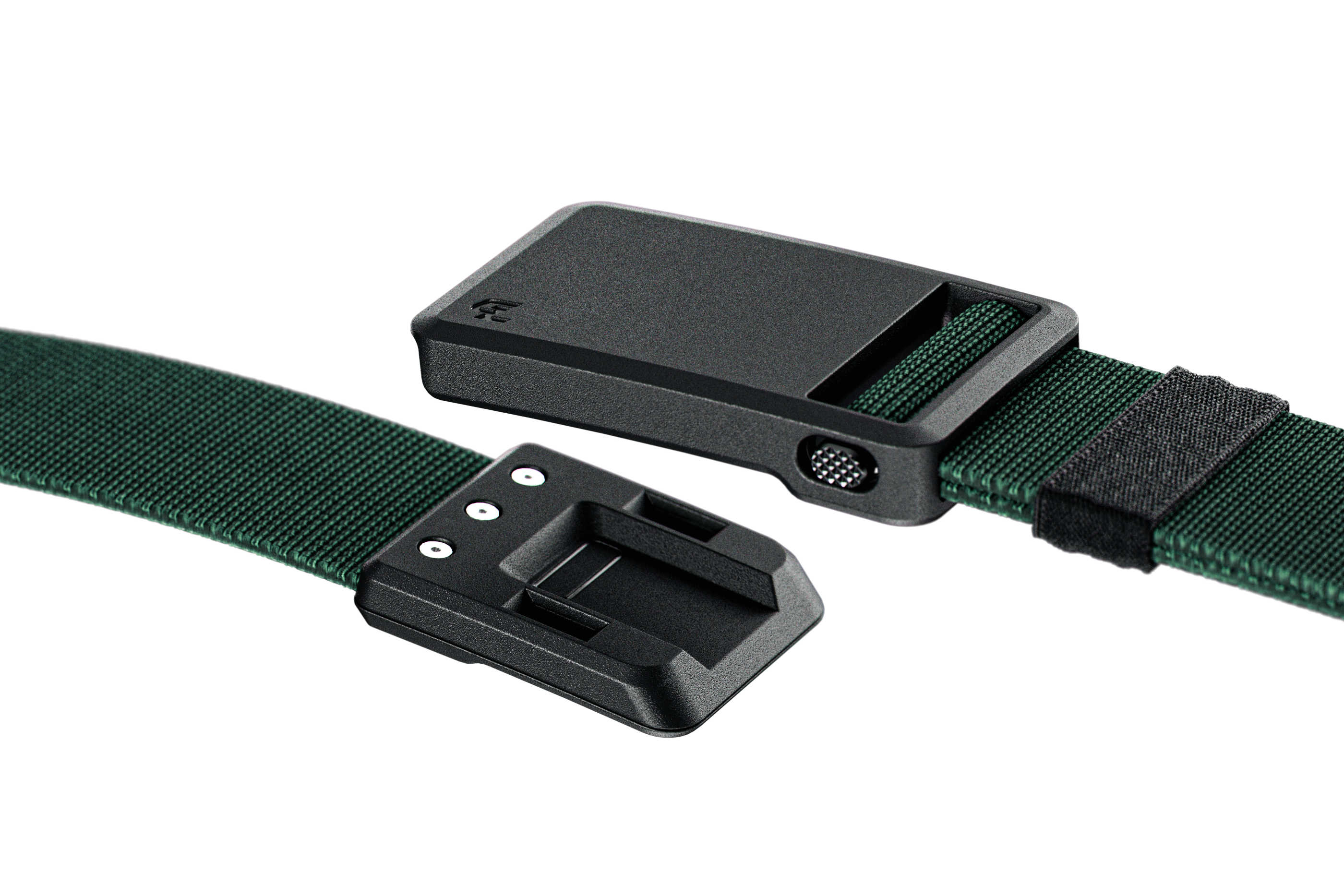 Groove Belt Ultra in Boreal Green with a black buckle on a white background