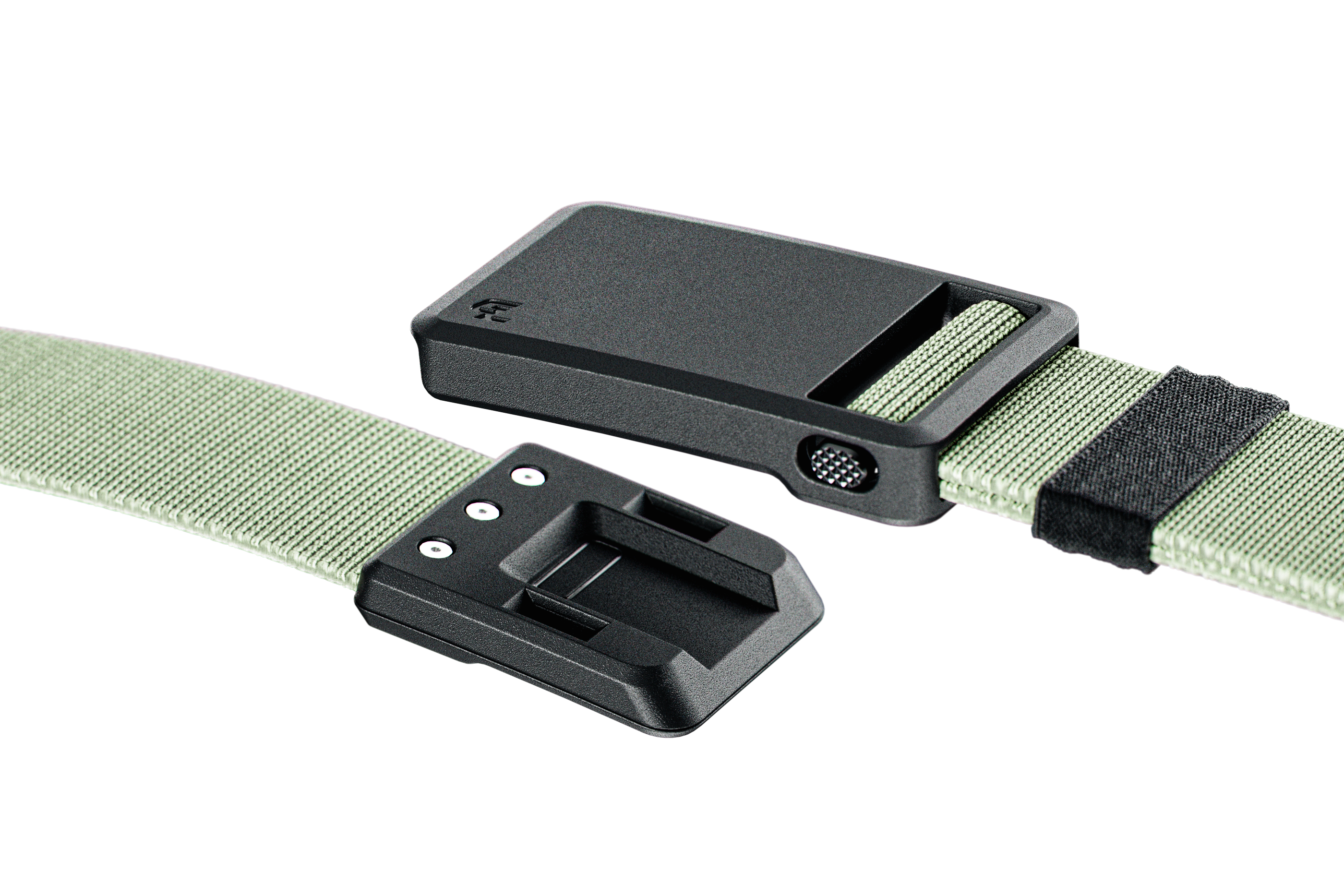 Green belt with black buckle on a white background