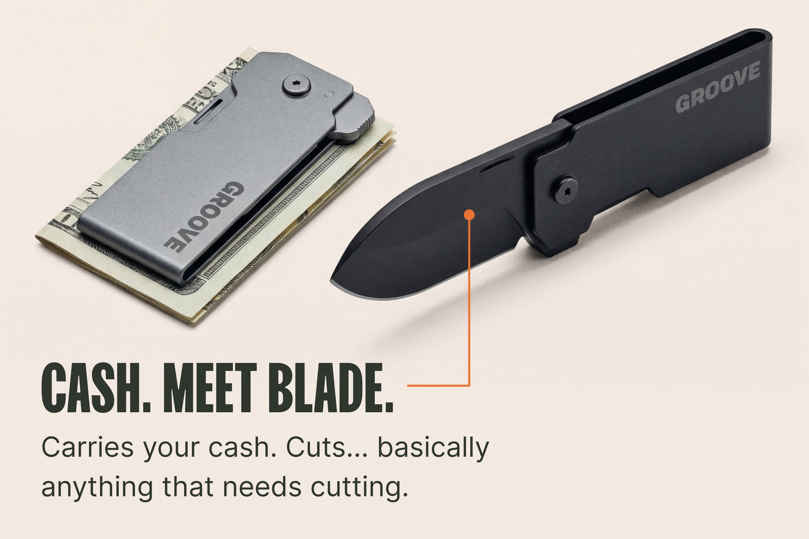 Groove® Money Clip Knife - Black image 1