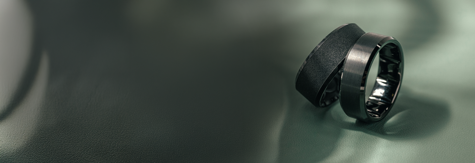 black ring and platinum tungsten metal ring