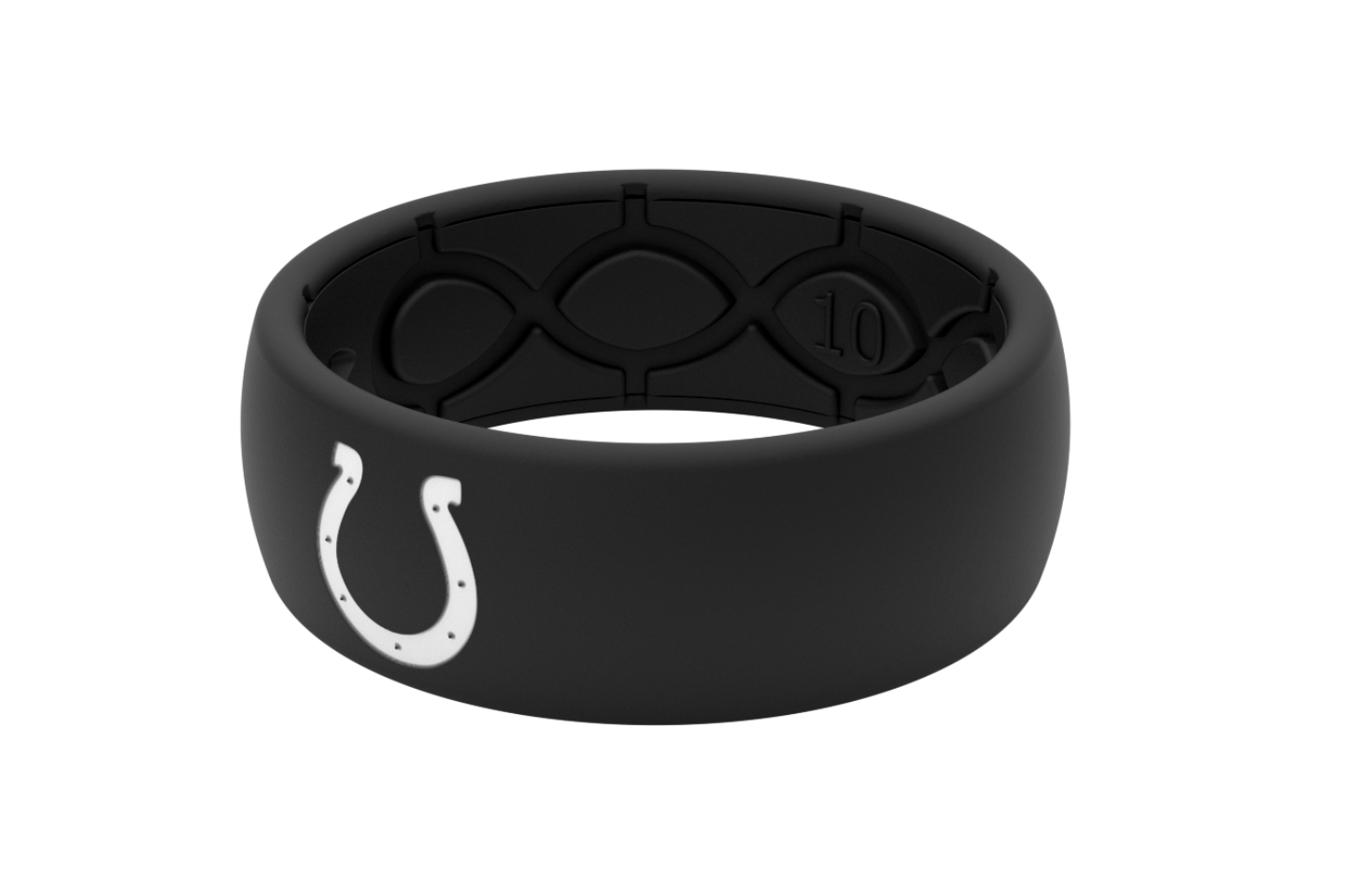 Original NFL Indianapolis Colts Black - Groove Life Silicone Wedding Rings front view on its side