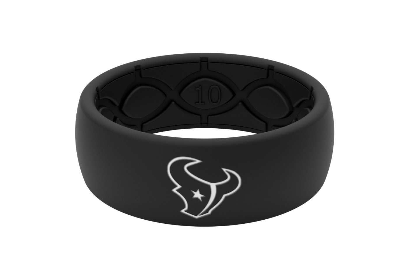 Original NFL Houston Texans Black - Groove Life Silicone Wedding Rings front view