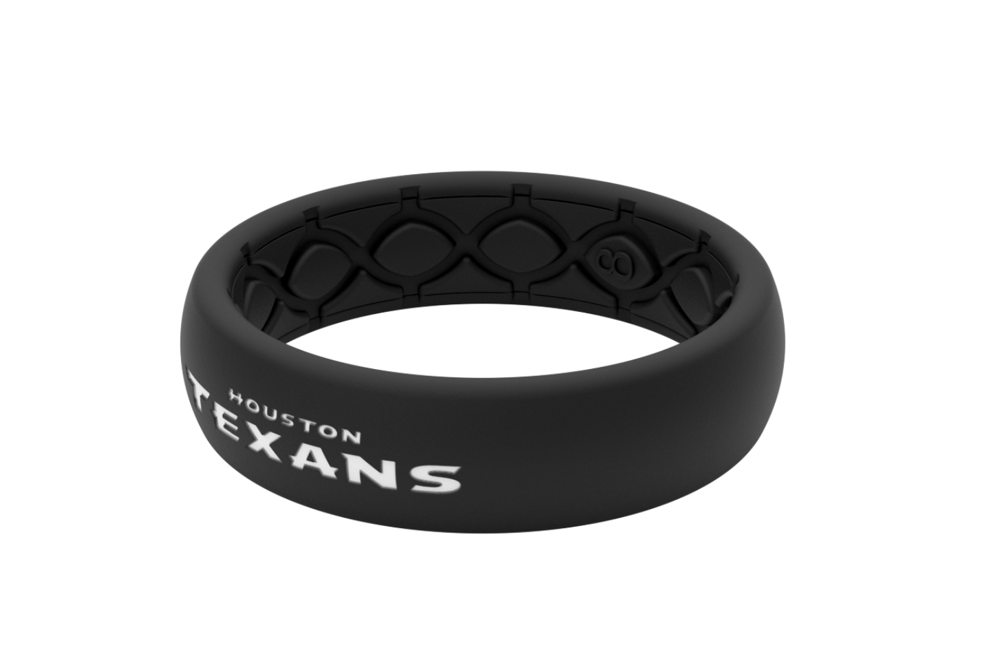 Thin NFL Houston Texans Black - Groove Life Silicone Wedding Rings front view on the side