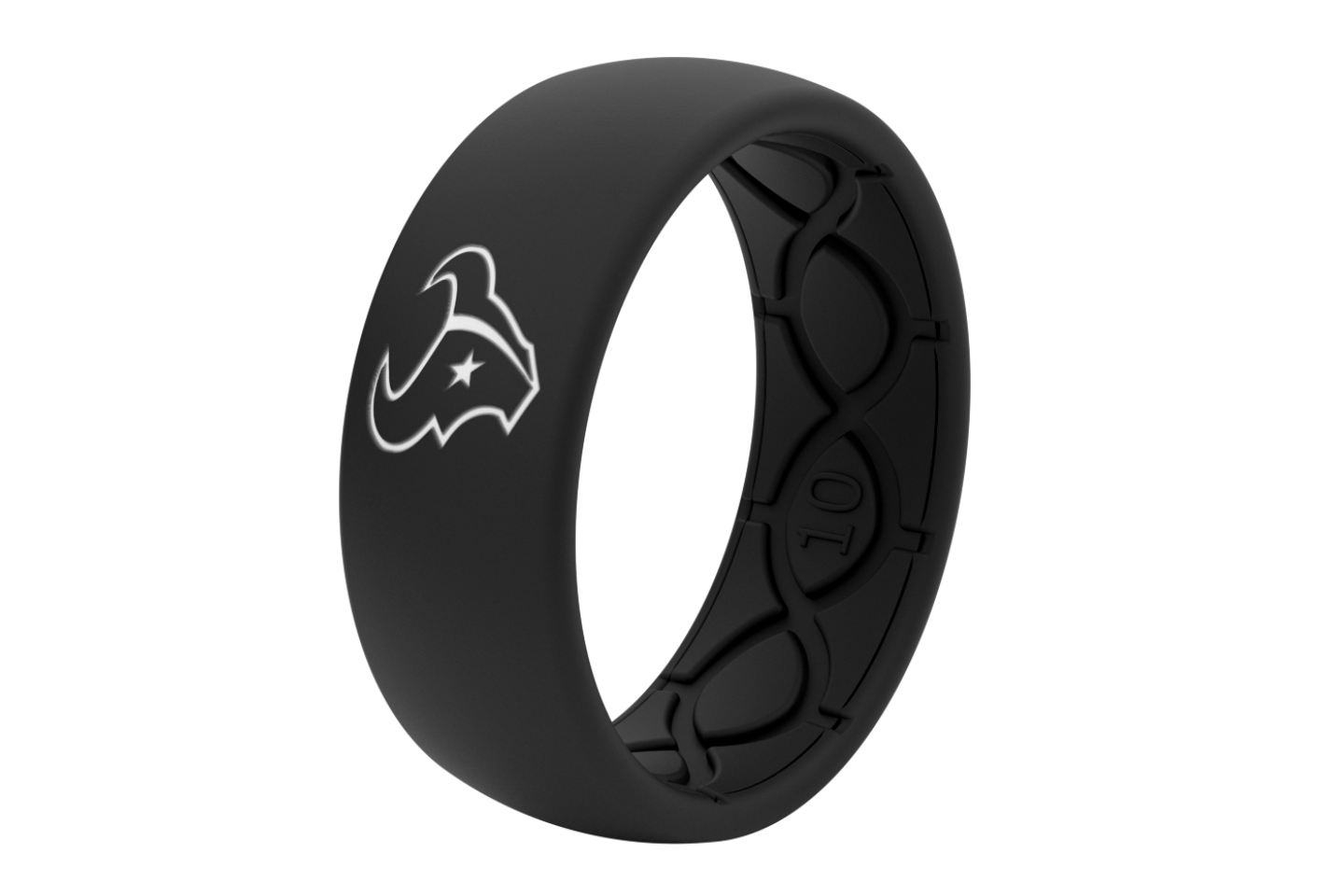 Original NFL Houston Texans Black - Groove Life Silicone Wedding Rings view on its side from the side