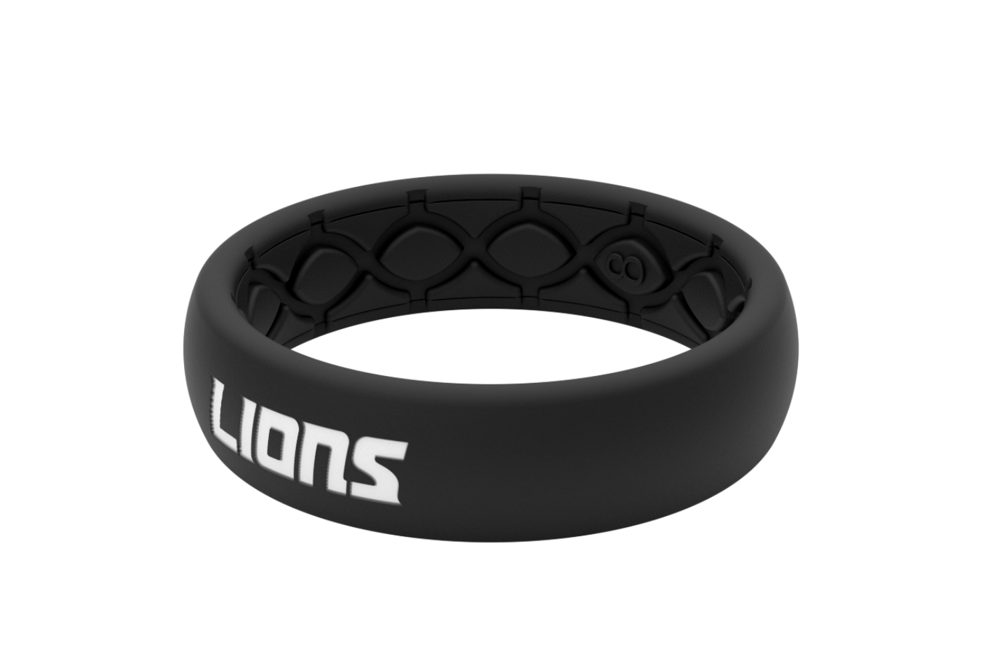 Thin NFL Detroit Lions Black - Groove Life Silicone Wedding Rings front view from the side