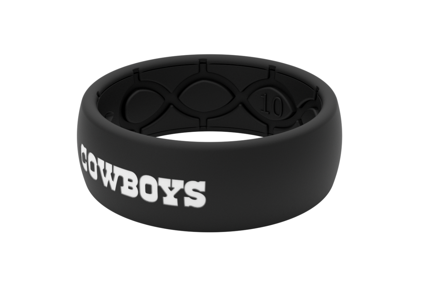Original NFL Dallas Cowboys Black - Groove Life Silicone Wedding Rings front view on the side