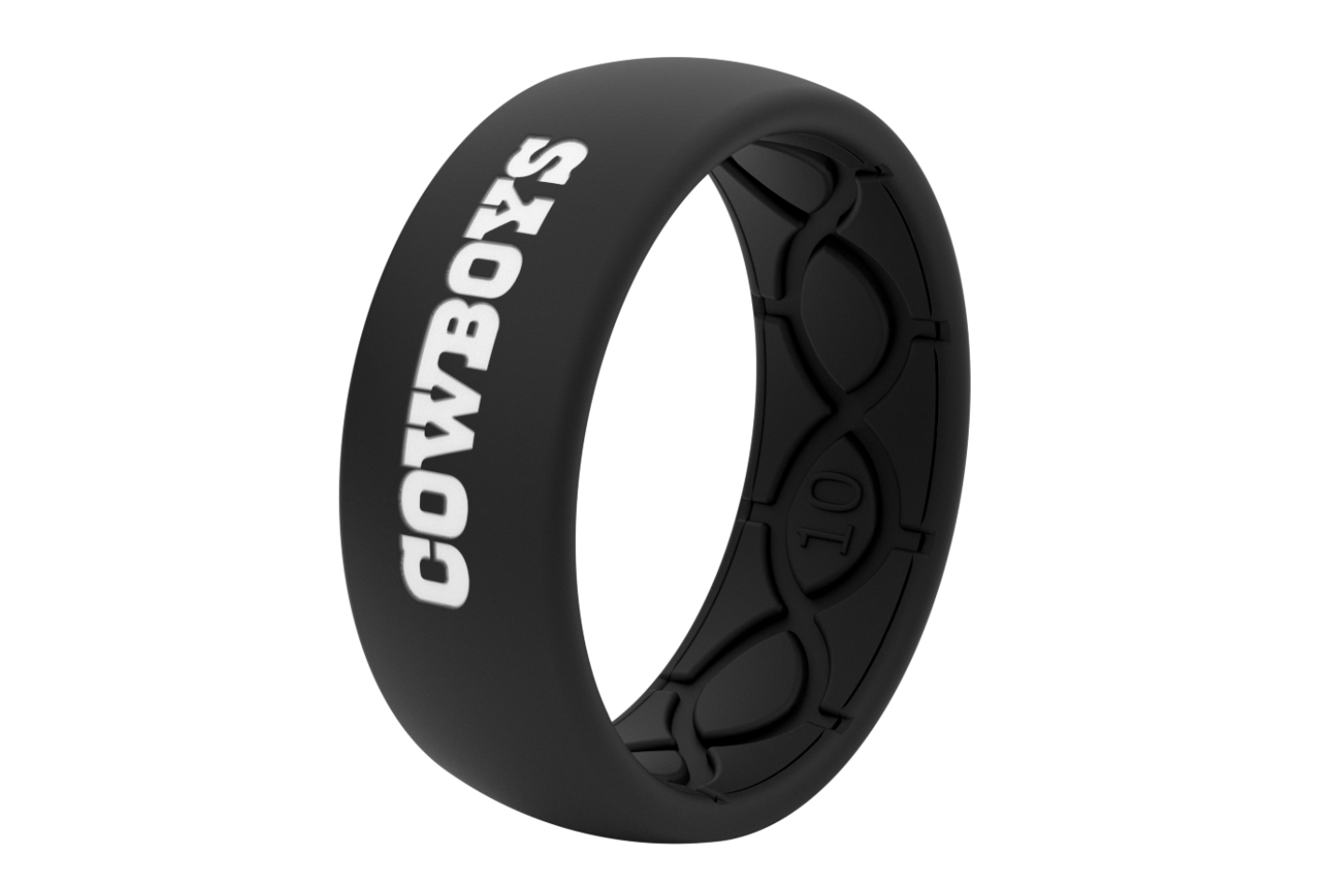Original NFL Dallas Cowboys Black - Groove Life Silicone Wedding Rings view on its side 