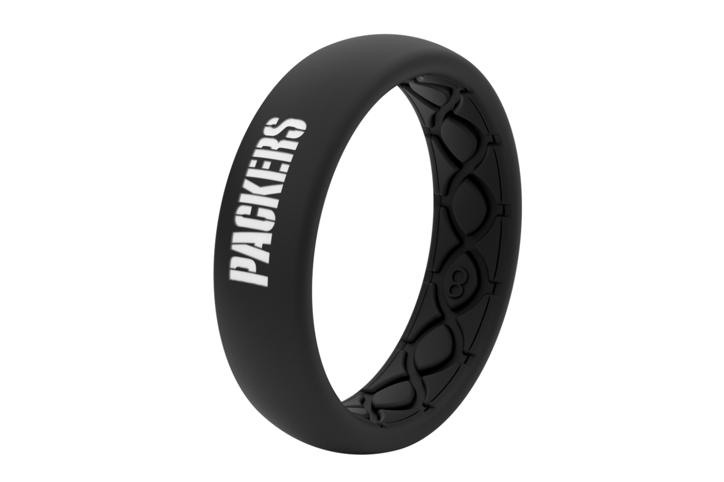 Thin NFL Green Bay Packers Black - Groove Life Silicone Wedding Rings view on its side