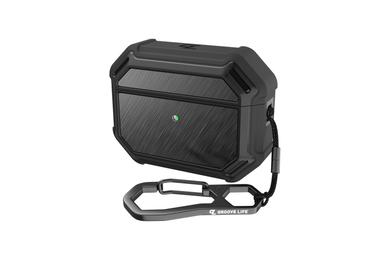 Groove case black/black aluminum closed viewed from front 