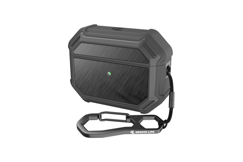 GROOVE CASE DEEP STONE/BLACK ALUMINUM FOR AIRPODS PRO, VIEW 1