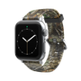 Realtree Edge Apple Watch Band with silver hardware viewed front on