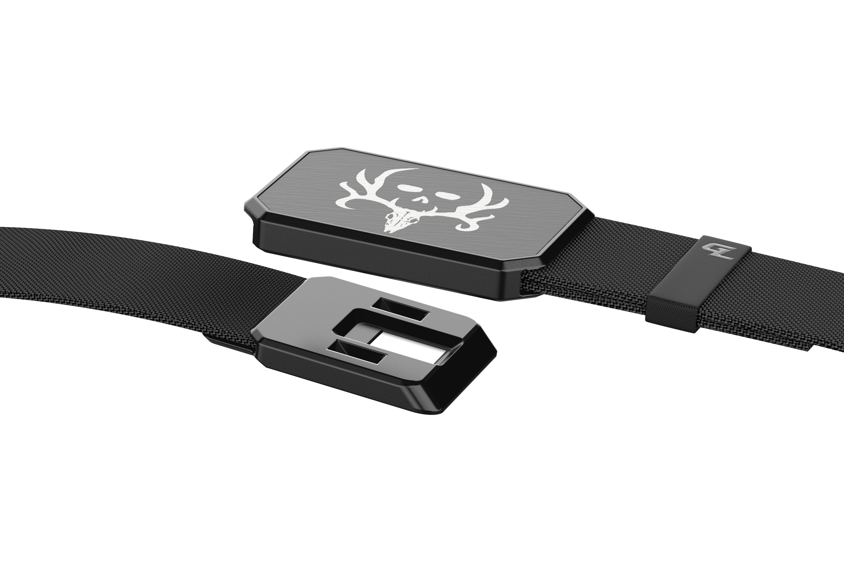 bone collector black belt with gun metal face plate. view 4