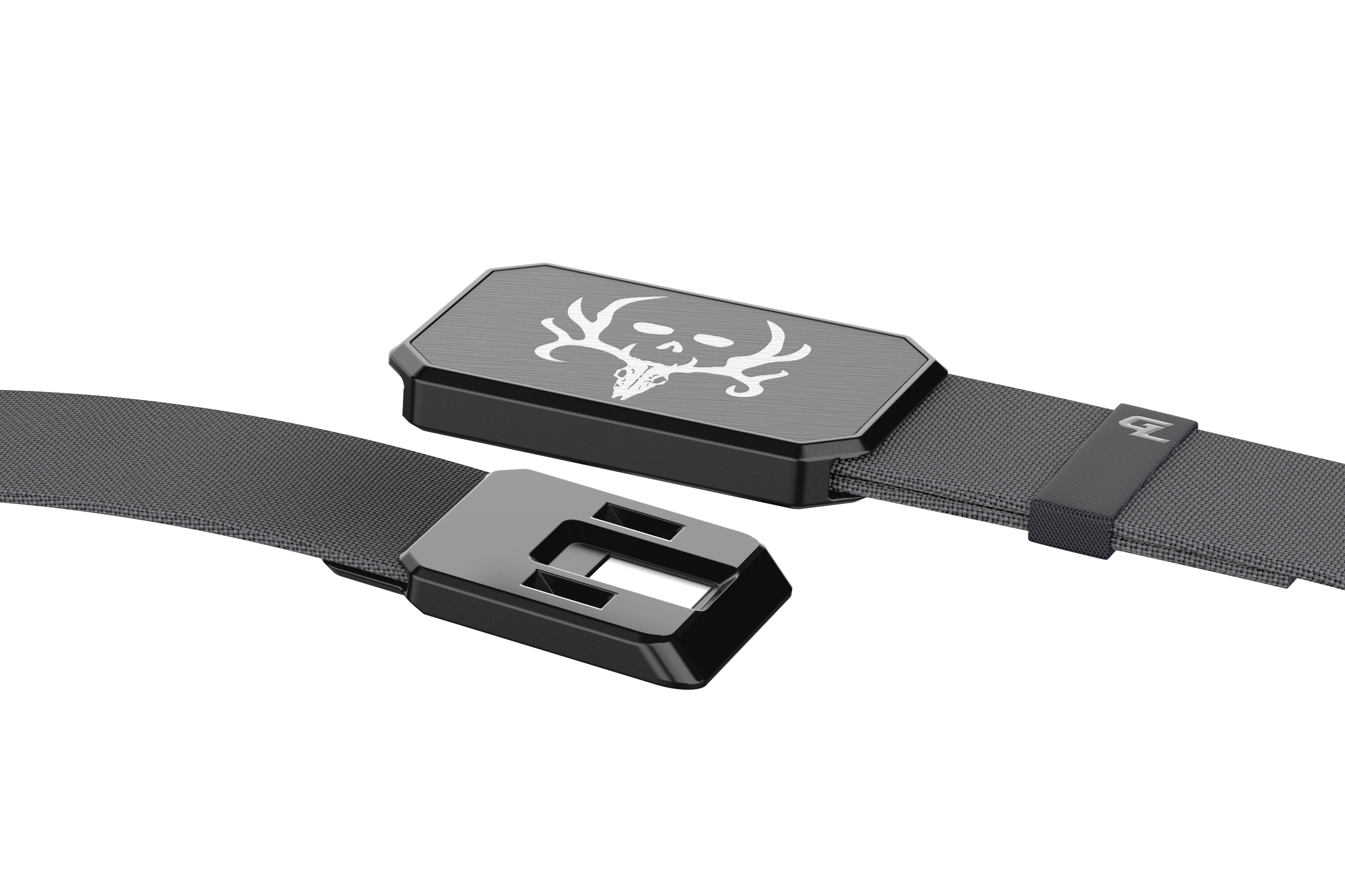 bone collector deep stone grey belt with gun metal face plate. view 4