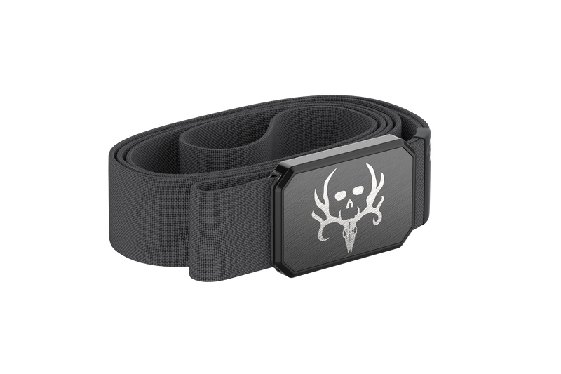 bone collector deep stone grey belt with gun metal face plate. view 2