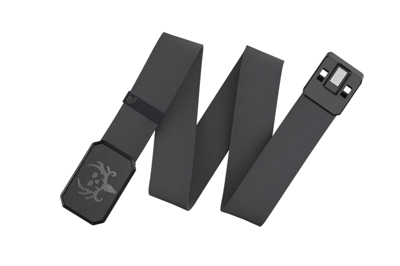 bone collector deep stone grey belt with gun metal face plate. view 3