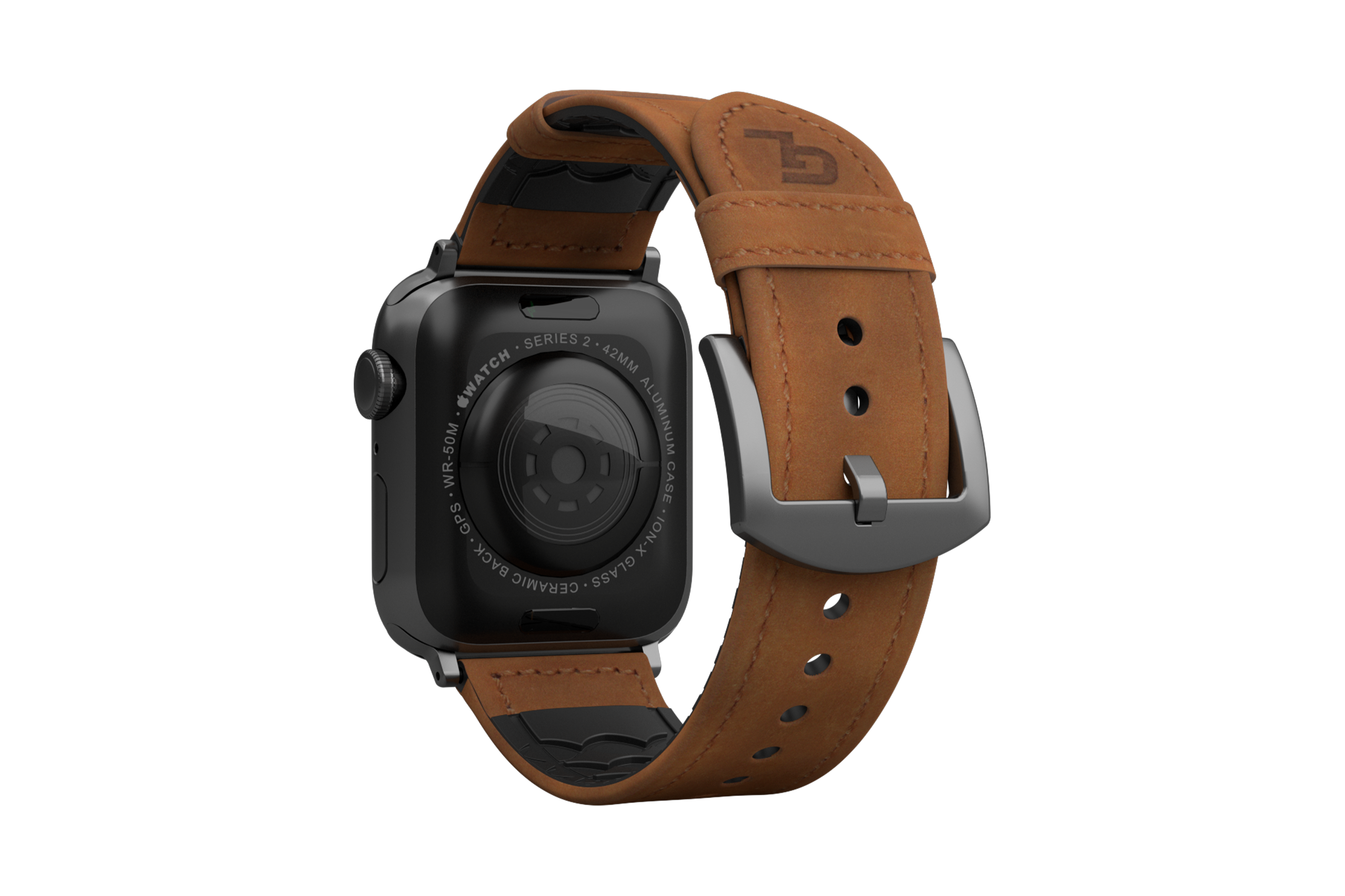 Tan Leather Rubber Hybrid Apple Watch Band That Breathes Groove Life