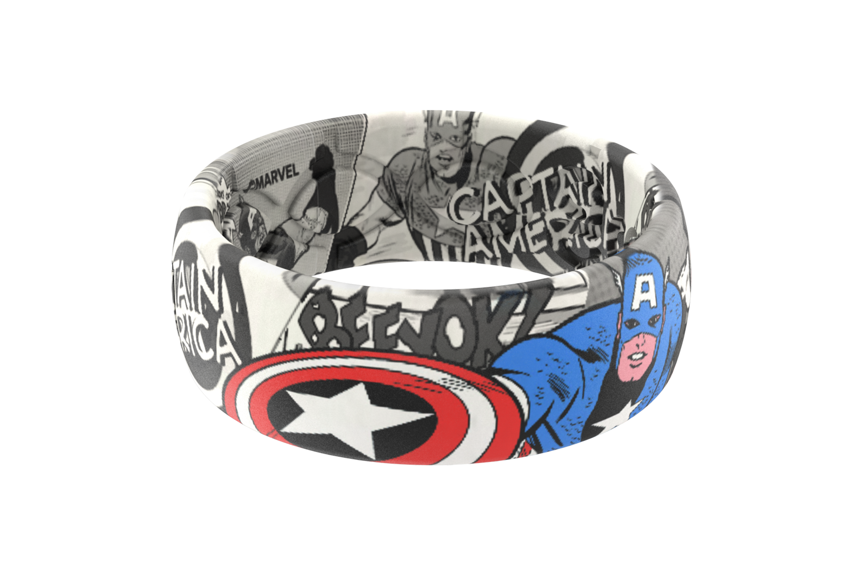 Captain America Black and White Comic Ring Marvel - Captain America Groove Life 
