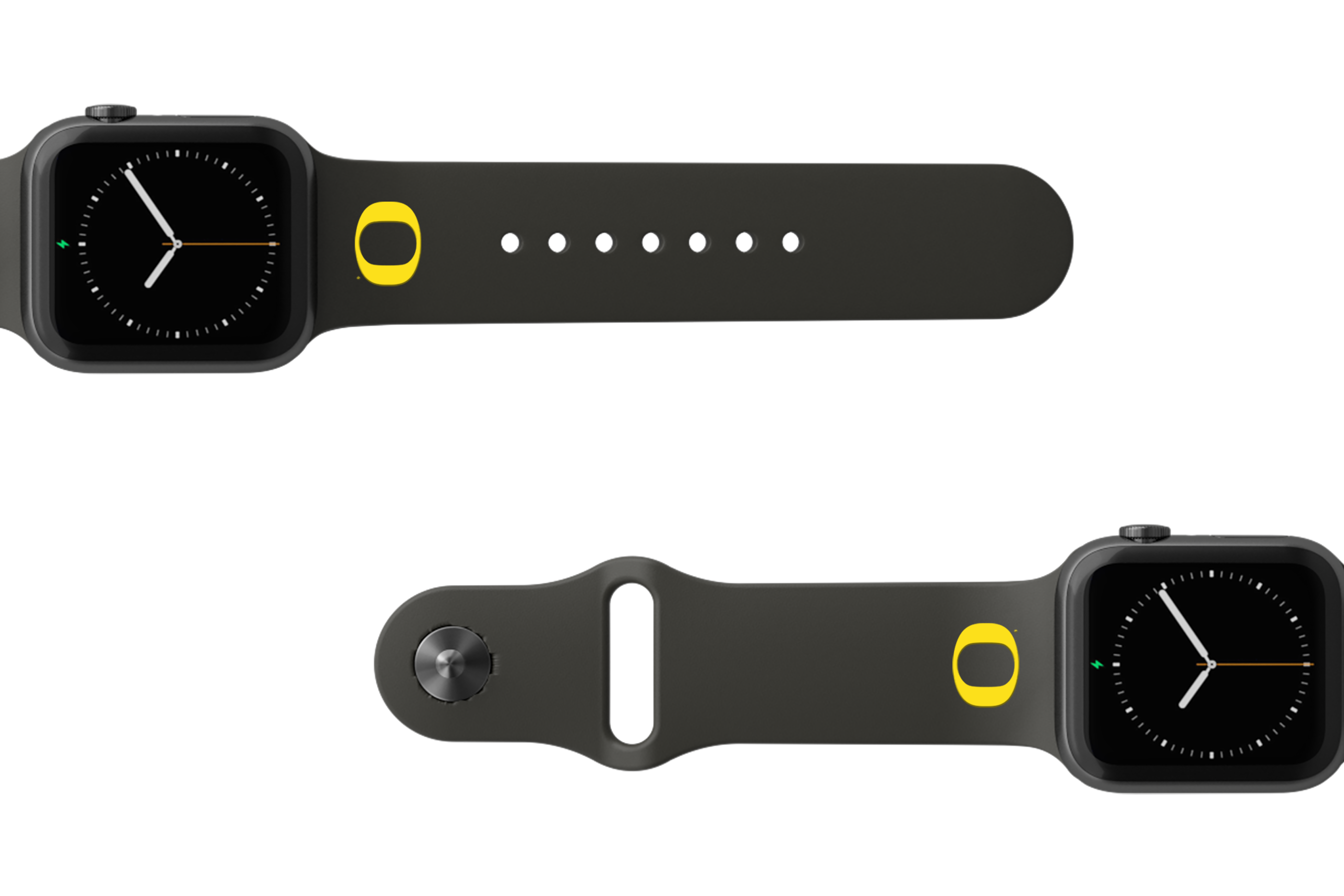 College Oregon Black apple watch band with gray hardware viewed from rear