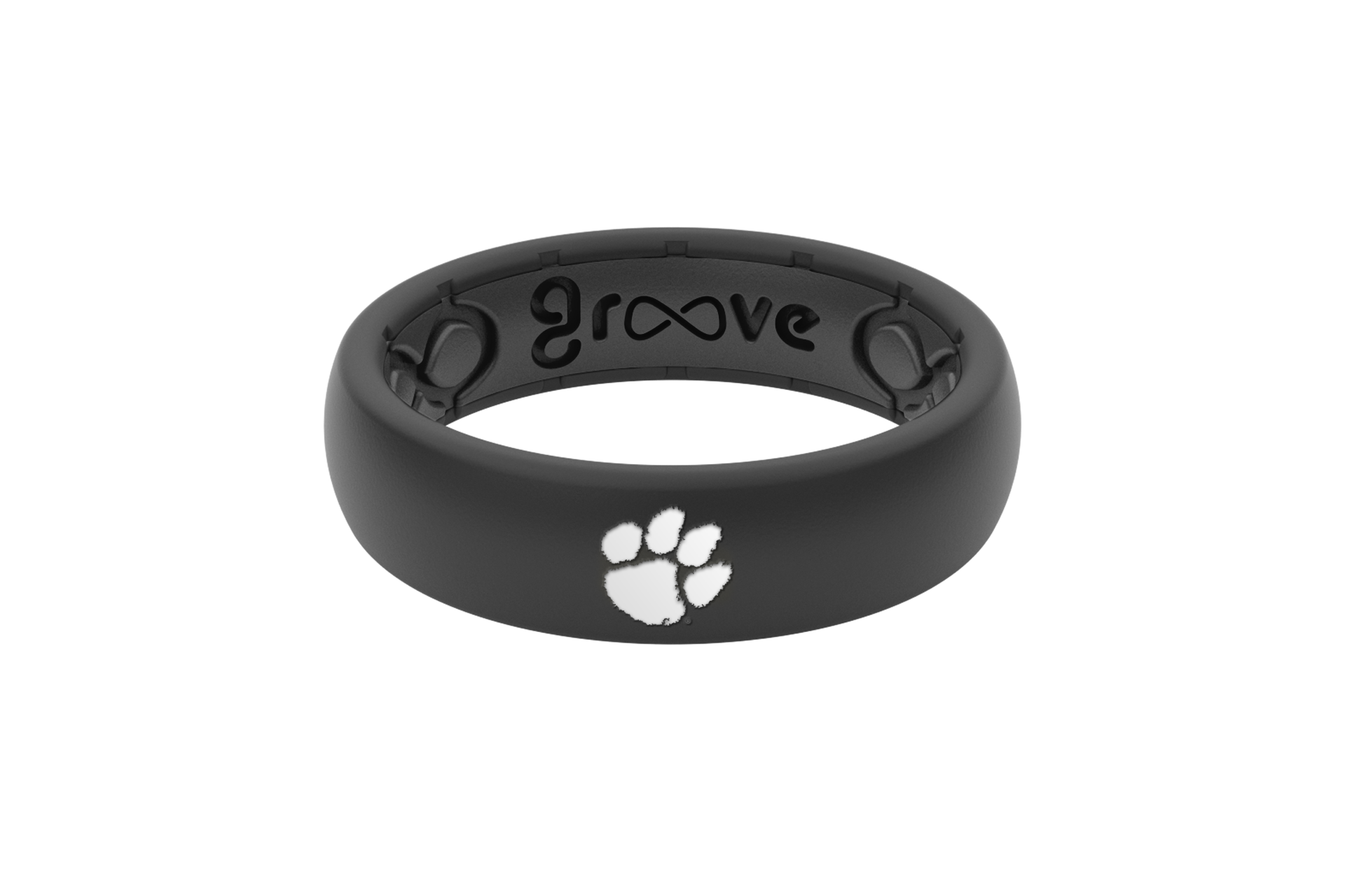 Thin College Clemson Black - Groove Life Silicone Wedding Rings