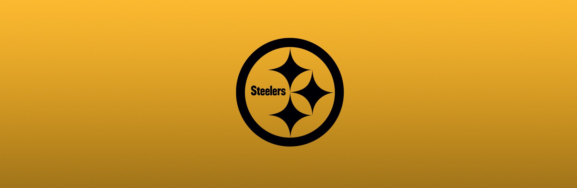 Pittsburgh Steelers logo overlaid on yellow-gold background