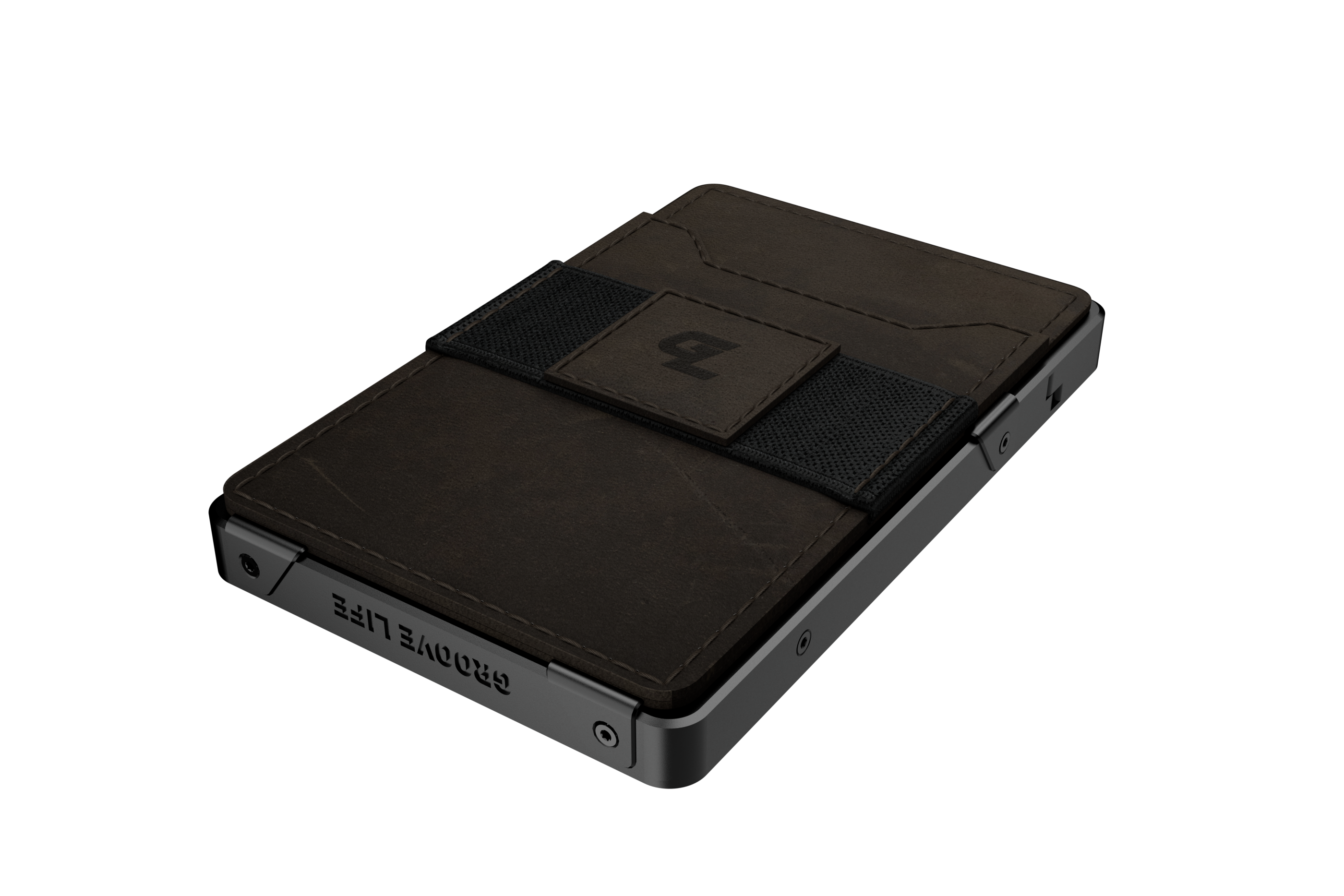 Groove Wallet - Midnight Black With Brown Leather Sleeve View 3