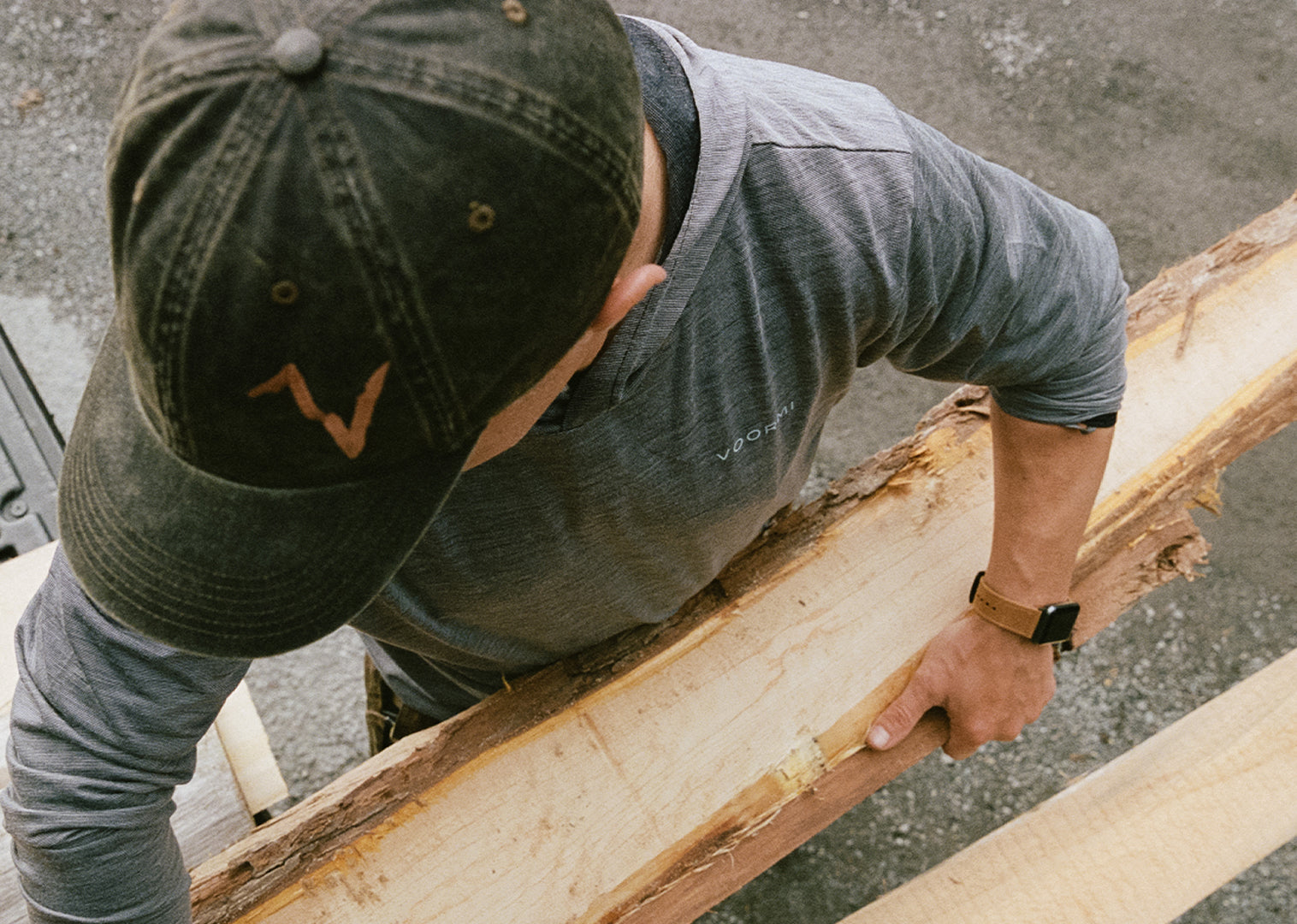 man wood-working wearing a Groove Life watch band