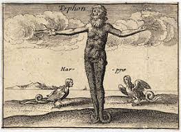 Ancient drawing of the Greek mythical creature, typhon