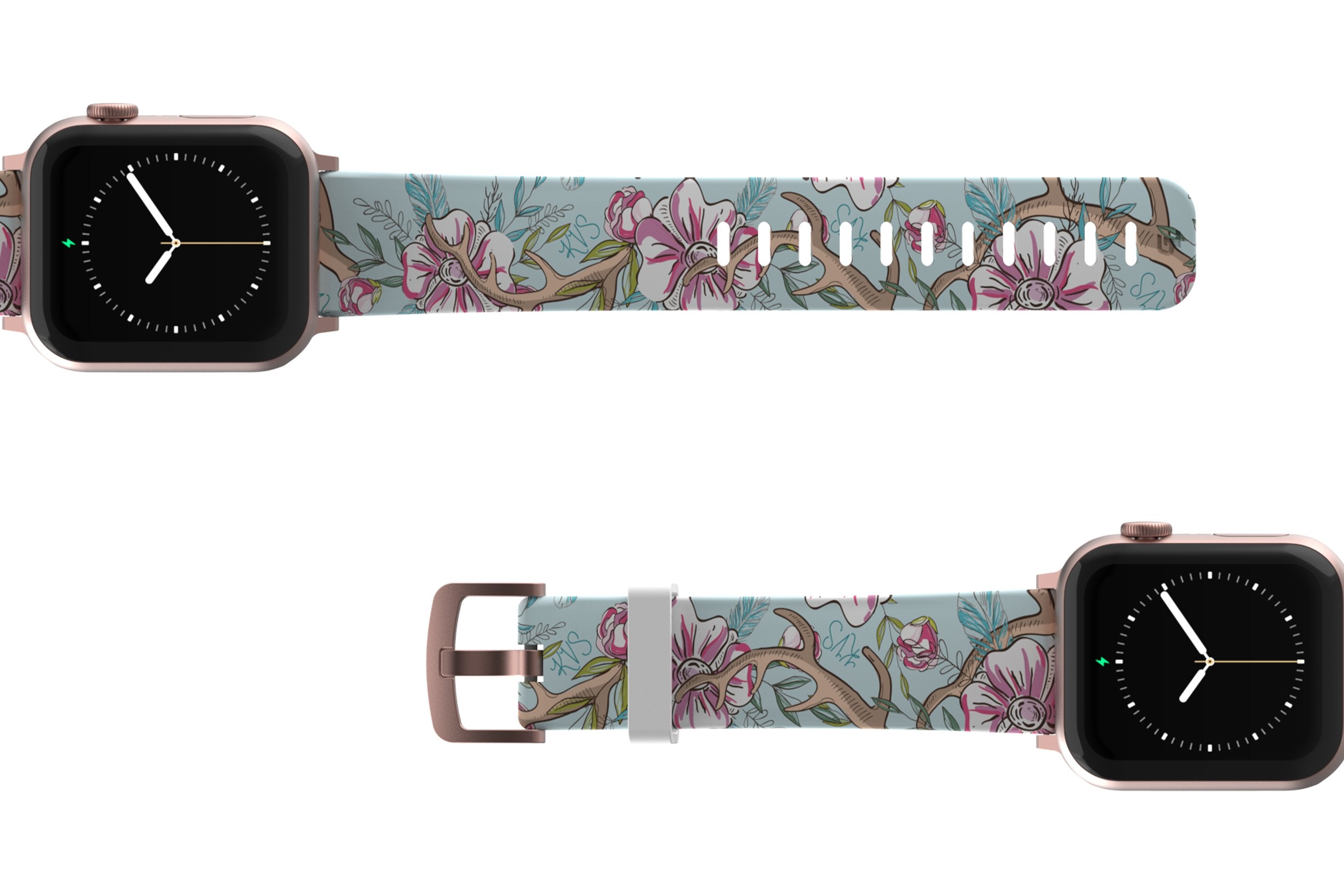 Love Deerly - Katie Van Slyke Apple Watch Band with rose gold hardware viewed front on