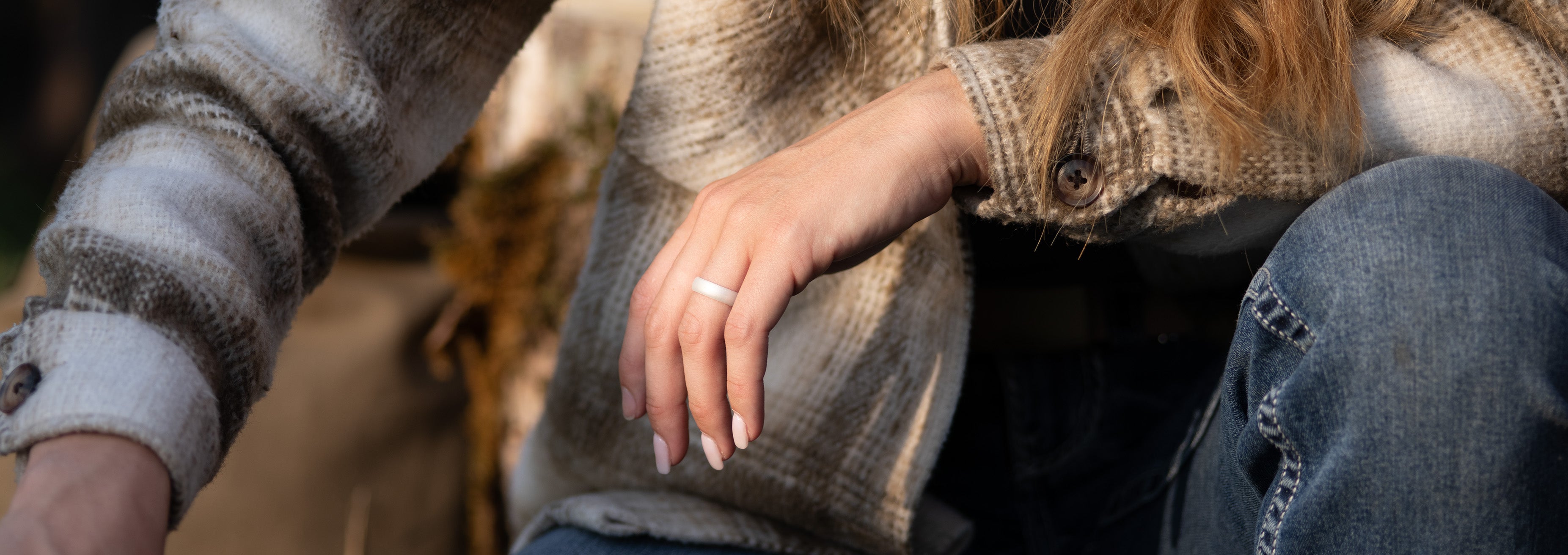 Solid Storm Grey Thin Ring lifestyle image 1
